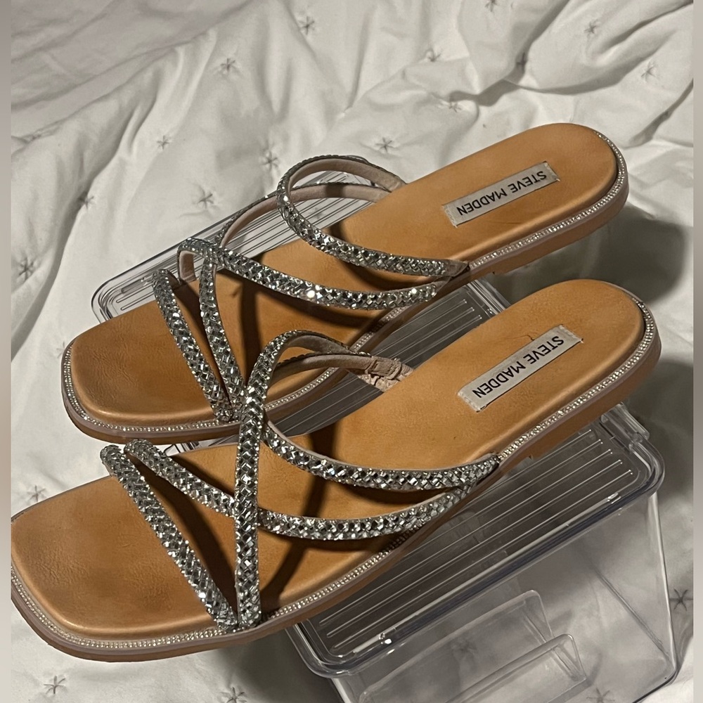 Steve Madden Silver Glass Sandals